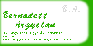 bernadett argyelan business card